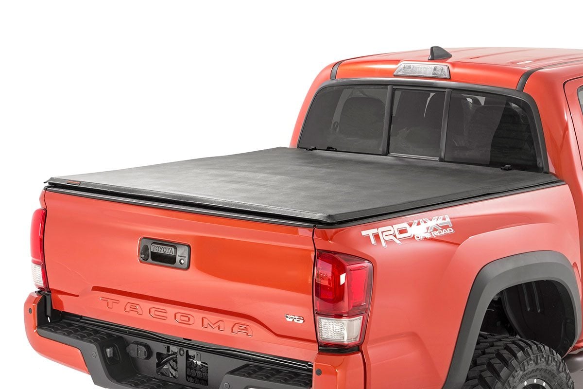 Toyota Tacoma Soft Tri-Fold Bed Cover - Rough Country - Tri-Fold, Vinyl, All-Weather Seal - '16-'24